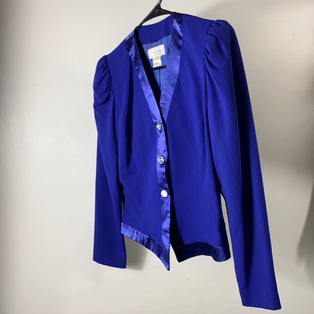 Electric blue shoulder padded blazer